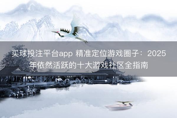 买球投注平台app 精准定位游戏圈子：2025年依然活跃的十大游戏社区全指南