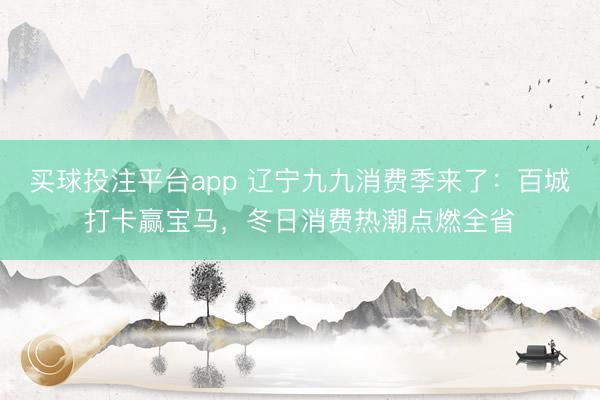 买球投注平台app 辽宁九九消费季来了：百城打卡赢宝马，冬日消费热潮点燃全省