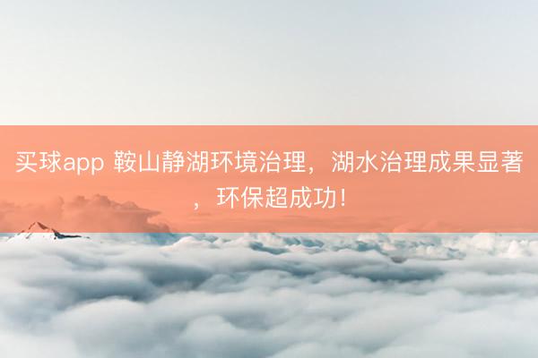 买球app 鞍山静湖环境治理，湖水治理成果显著，环保超成功！
