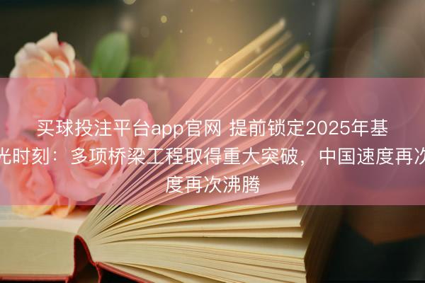 买球投注平台app官网 提前锁定2025年基建高光时刻：多项桥梁工程取得重大突破，中国速度再次沸腾