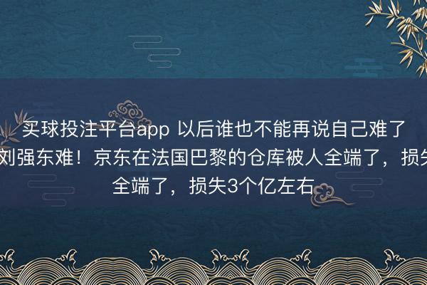 买球投注平台app 以后谁也不能再说自己难了，再难能有刘强东难！京东在法国巴黎的仓库被人全端了，损失3个亿左右