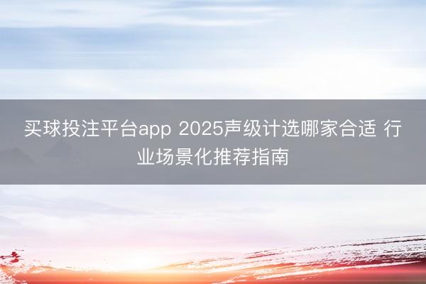 买球投注平台app 2025声级计选哪家合适 行业场景化推荐指南