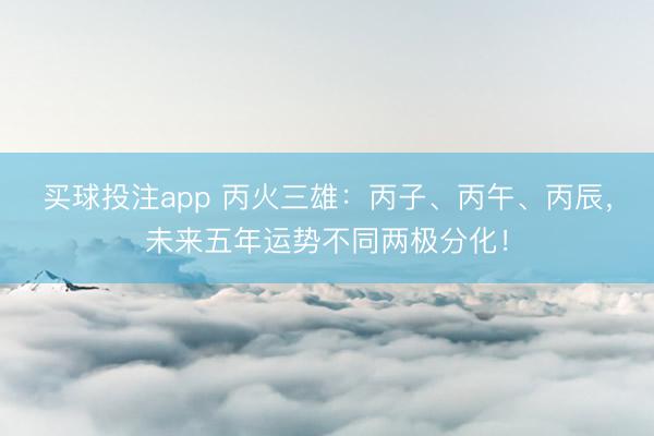 买球投注app 丙火三雄：丙子、丙午、丙辰，未来五年运势不同两极分化！