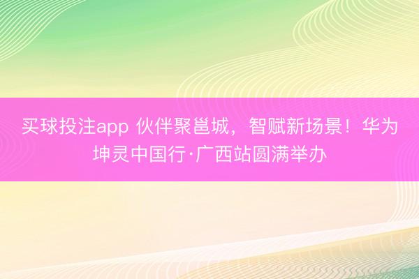 买球投注app 伙伴聚邕城，智赋新场景！华为坤灵中国行·广西站圆满举办