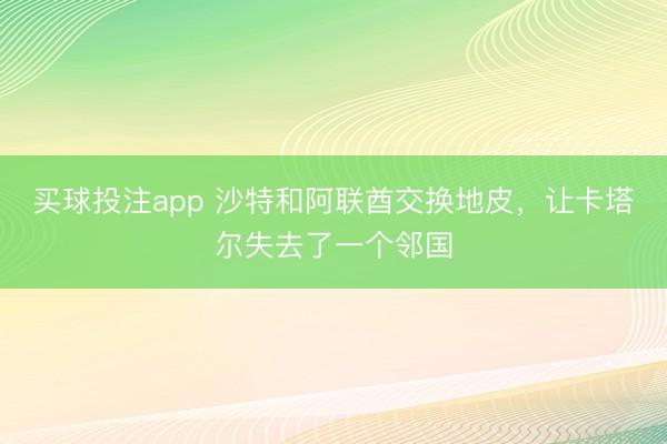 买球投注app 沙特和阿联酋交换地皮，让卡塔尔失去了一个邻国