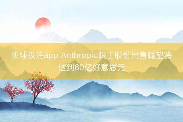 买球投注app Anthropic职工股份出售瞻望将达到60亿好意思元