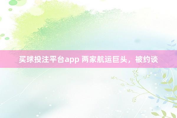 买球投注平台app 两家航运巨头，被约谈
