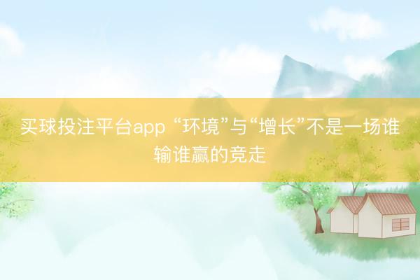 买球投注平台app “环境”与“增长”不是一场谁输谁赢的竞走