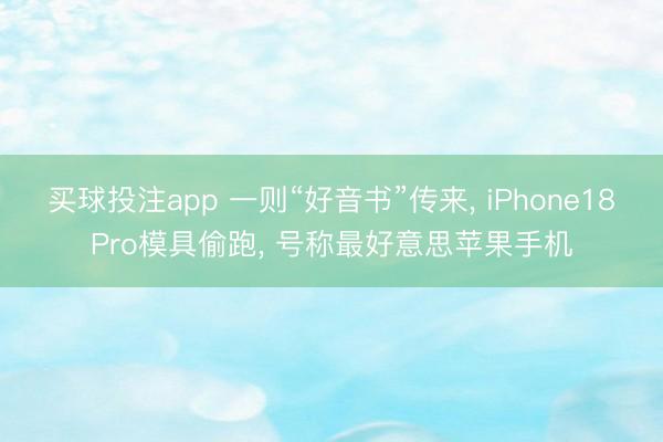 买球投注app 一则“好音书”传来， iPhone18Pro模具偷跑， 号称最好意思苹果手机