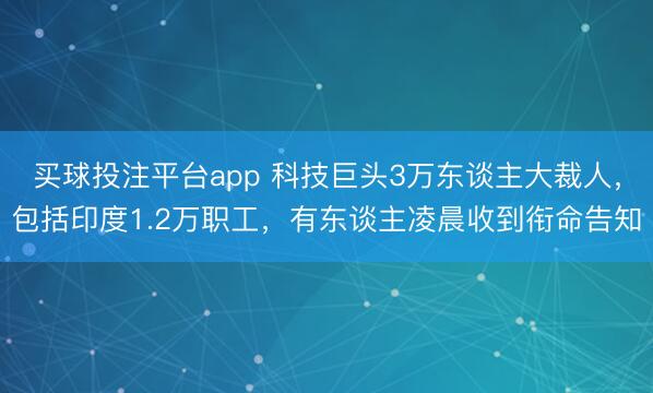 买球投注平台app 科技巨头3万东谈主大裁人,包括印度1.2万职工,有东谈主凌晨收到衔命告知