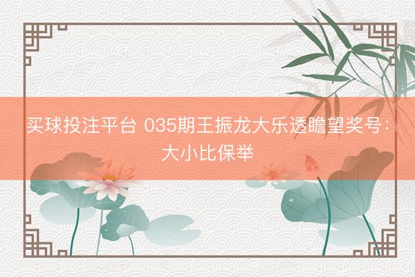 买球投注平台 035期王振龙大乐透瞻望奖号：大小比保举