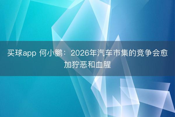买球app 何小鹏：2026年汽车市集的竞争会愈加狞恶和血腥