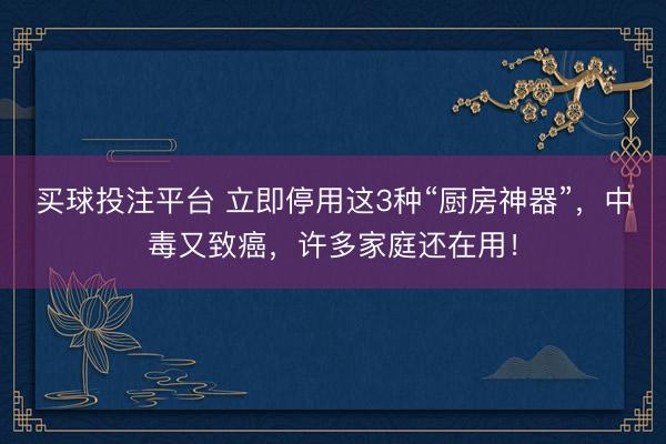 买球投注平台 立即停用这3种“厨房神器”,中毒又致癌,许多家庭还在用!