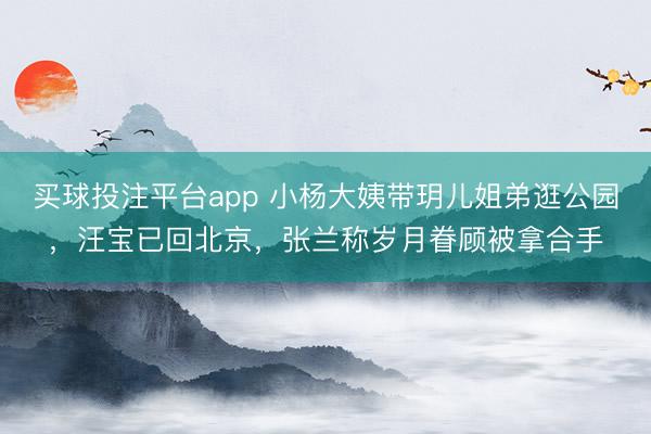 买球投注平台app 小杨大姨带玥儿姐弟逛公园，汪宝已回北京，张兰称岁月眷顾被拿合手