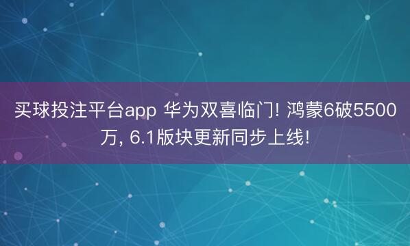 买球投注平台app 华为双喜临门! 鸿蒙6破5500万， 6.1版块更新同步上线!