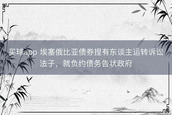 买球app 埃塞俄比亚债券捏有东谈主运转诉讼法子，就负约债务告状政府