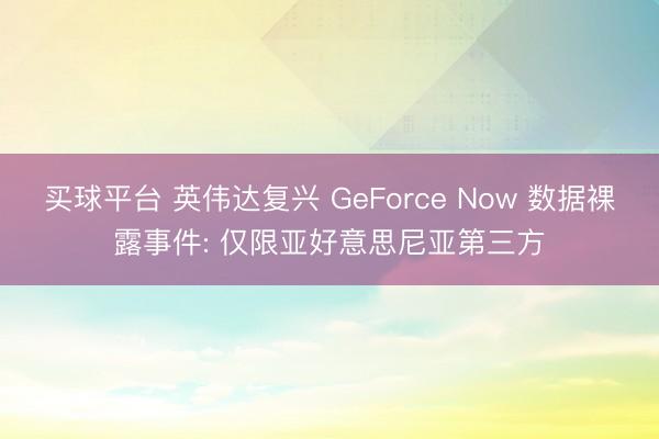 买球平台 英伟达复兴 GeForce Now 数据裸露事件: 仅限亚好意思尼亚第三方