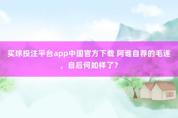 买球投注平台app中国官方下载 阿谁自荐的毛遂，自后何如样了？