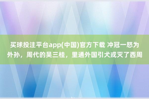 买球投注平台app(中国)官方下载 冲冠一怒为外孙，周代的吴三桂，里通外国引犬戎灭了西周