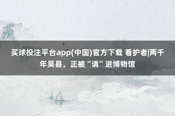 买球投注平台app(中国)官方下载 看护者|两千年吴县,正被“请”进博物馆