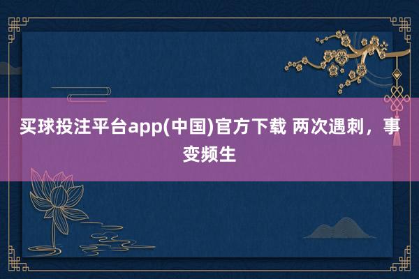 买球投注平台app(中国)官方下载 两次遇刺，事变频生