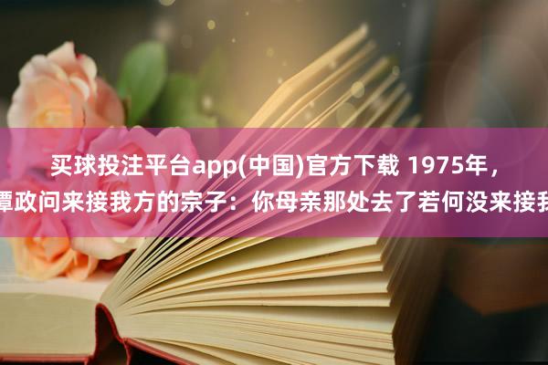 买球投注平台app(中国)官方下载 1975年，谭政问来接我方的宗子：你母亲那处去了若何没来接我