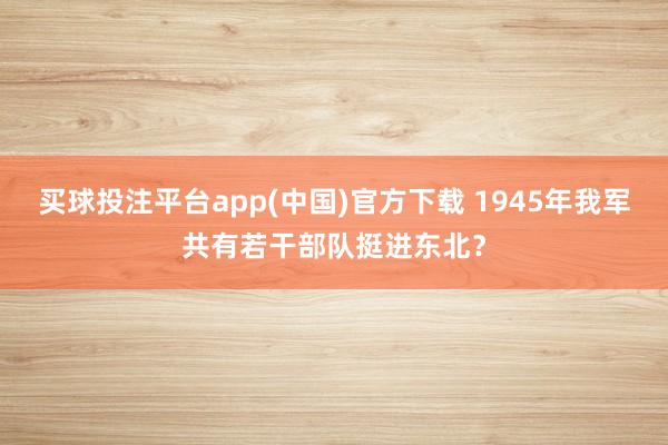 买球投注平台app(中国)官方下载 1945年我军共有若干部队挺进东北?