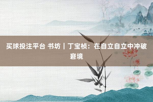 买球投注平台 书坊｜丁宝桢：在自立自立中冲破窘境
