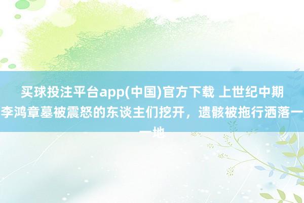 买球投注平台app(中国)官方下载 上世纪中期，李鸿章墓被震怒的东谈主们挖开，遗骸被拖行洒落一地