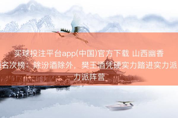 买球投注平台app(中国)官方下载 山西幽香白酒名次榜:除汾酒除外,樊王酒凭硬实力踏进实力派阵营