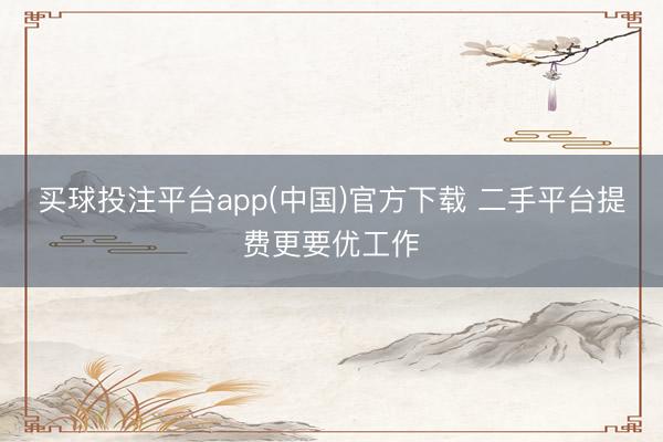 买球投注平台app(中国)官方下载 二手平台提费更要优工作