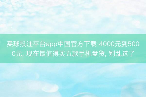 买球投注平台app中国官方下载 4000元到5000元, 现在最值得买五款手机盘货, 别乱选了
