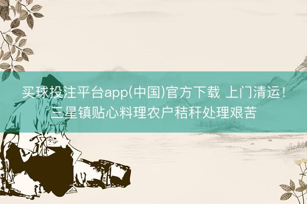 买球投注平台app(中国)官方下载 上门清运！三星镇贴心料理农户秸秆处理艰苦