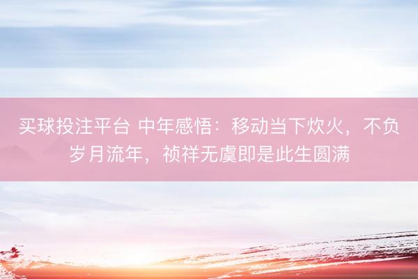 买球投注平台 中年感悟:移动当下炊火,不负岁月流年,祯祥无虞即是此生圆满