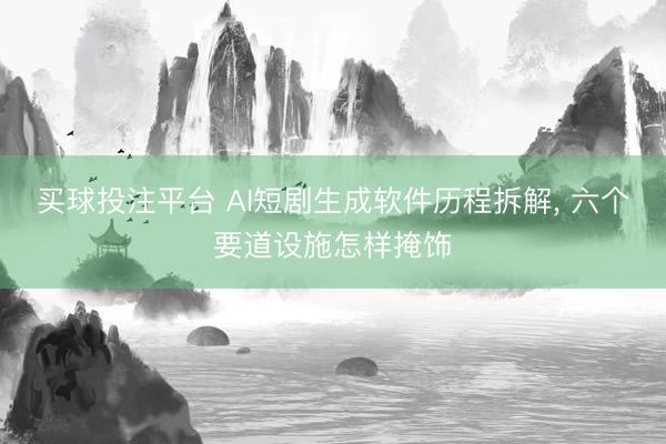 买球投注平台 AI短剧生成软件历程拆解， 六个要道设施怎样掩饰