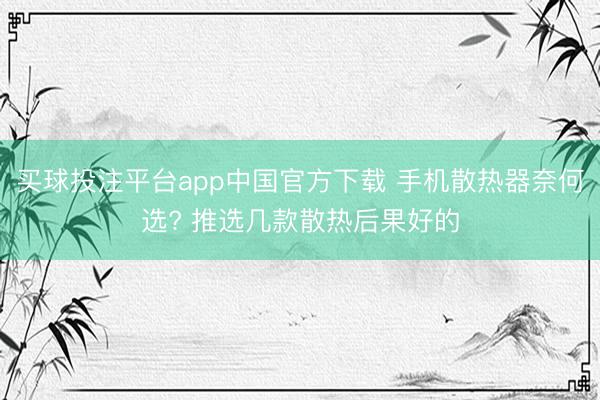 买球投注平台app中国官方下载 手机散热器奈何选? 推选几款散热后果好的
