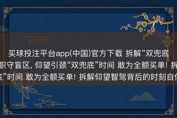 买球投注平台app(中国)官方下载 拆解“双兜底”背后的底气 突破智驾职守盲区， 仰望引颈“双兜底”时间 敢为全额买单! 拆解仰望智驾背后的时刻自信