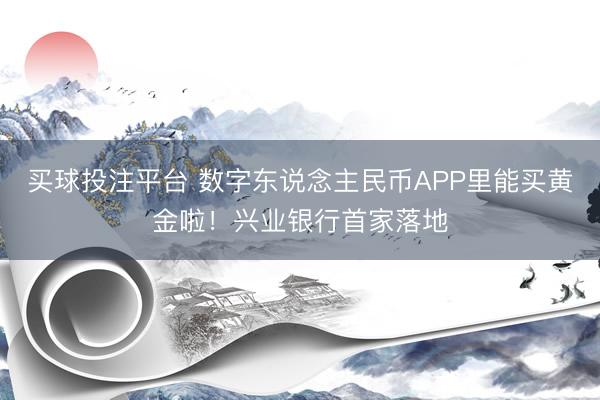 买球投注平台 数字东说念主民币APP里能买黄金啦！兴业银行首家落地