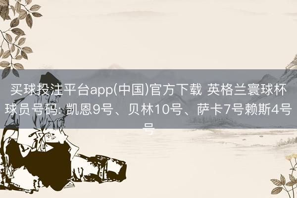 买球投注平台app(中国)官方下载 英格兰寰球杯球员号码: 凯恩9号、贝林10号、萨卡7号赖斯4号