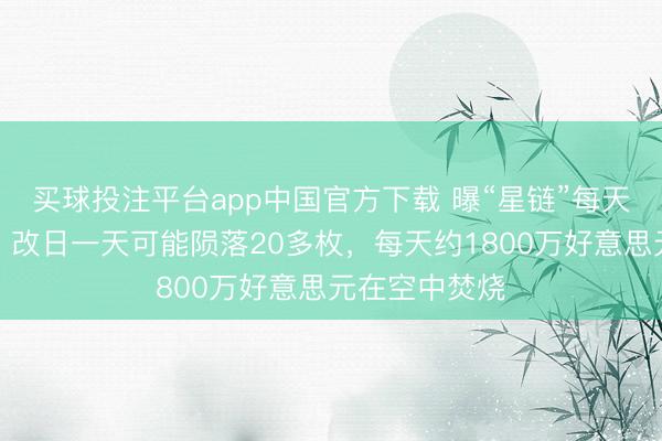 买球投注平台app中国官方下载 曝“星链”每天有卫星坠毁，改日一天可能陨落20多枚，每天约1800万好意思元在空中焚烧