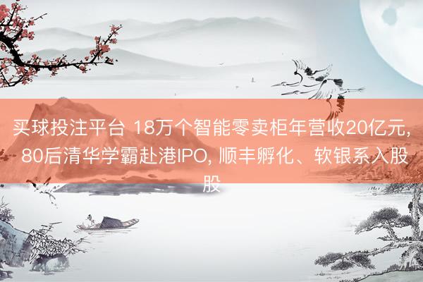 买球投注平台 18万个智能零卖柜年营收20亿元， 80后清华学霸赴港IPO， 顺丰孵化、软银系入股
