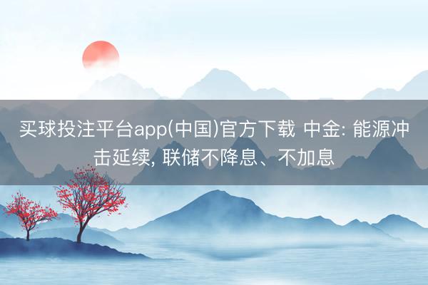 买球投注平台app(中国)官方下载 中金: 能源冲击延续, 联储不降息、不加息