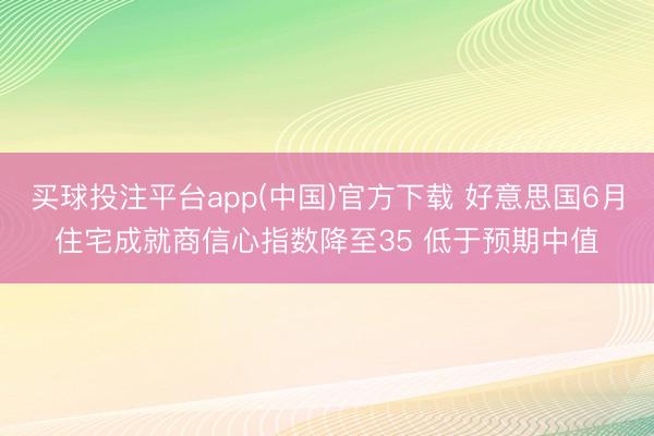 买球投注平台app(中国)官方下载 好意思国6月住宅成就商信心指数降至35 低于预期中值